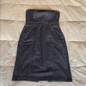 Strapless structured denim dress